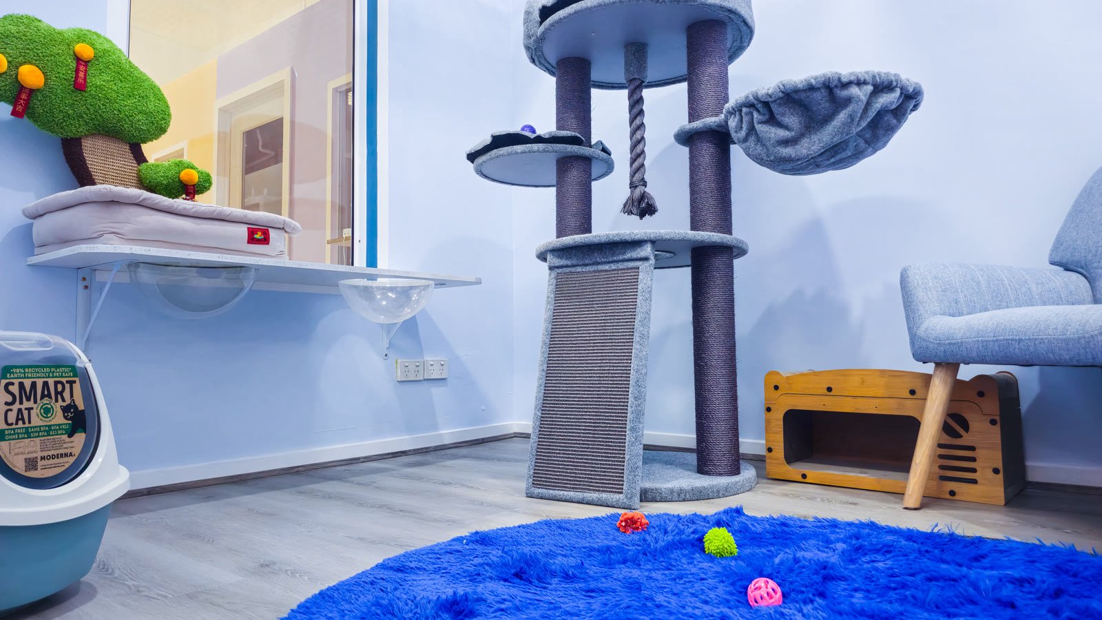 Presidential Suite — Sky room cat tree at Neko Cat Hotel